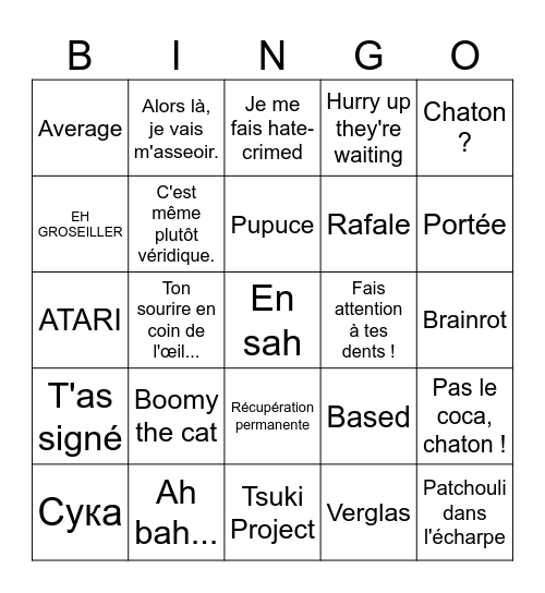 Lina Bingo Card