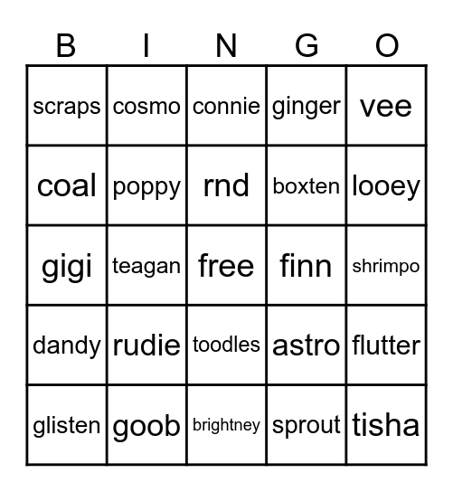 twisted dandy's world bingo Card