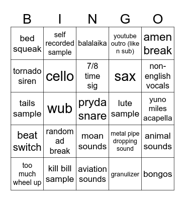 BEATMAKER BINGO Card
