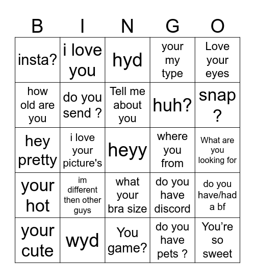 GUY QUESTIONS Bingo Card