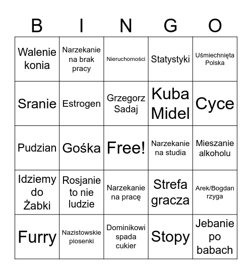 Janowska Śmietanka Bingo Card