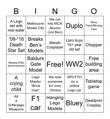 Lego Brickvention Bingo Card