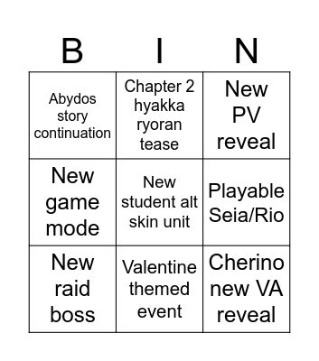 4th Anniv Bingo Card