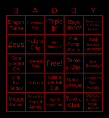 Bingo With Daddy Pt 2 Bingo Card