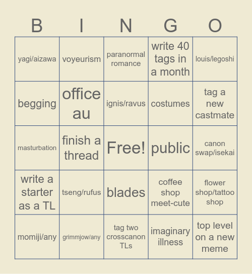 2025 RP Bingo Card