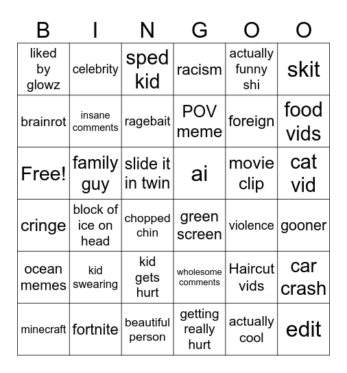 Insta Reels Bingo More Bingo Card