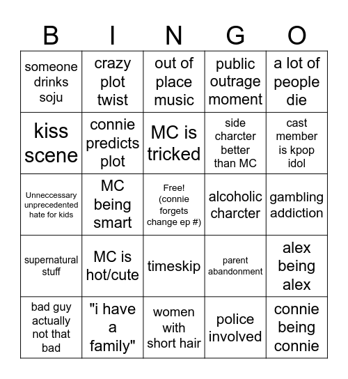 drama bino sheet Bingo Card