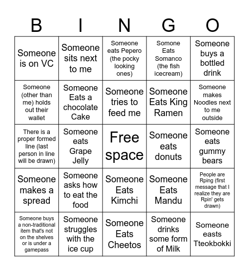 Korean Convinence Store Drawing Bingo Card