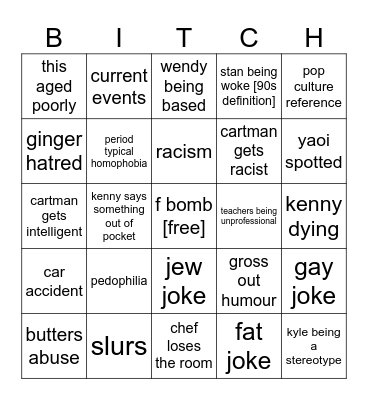 south park bingo Card