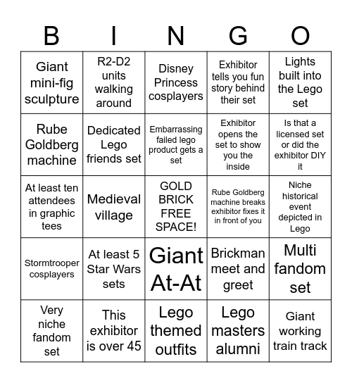 Brickvention Bingo Card