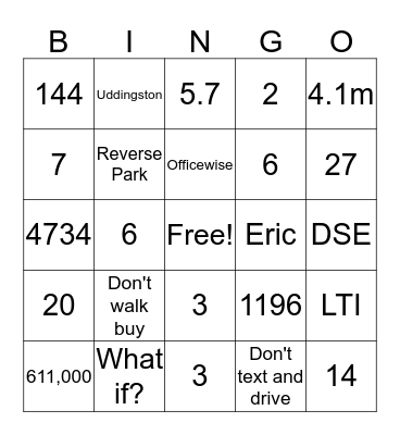 Stop for Safety Bingo Card