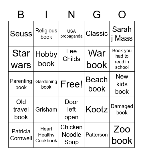 Little library Bingo Card