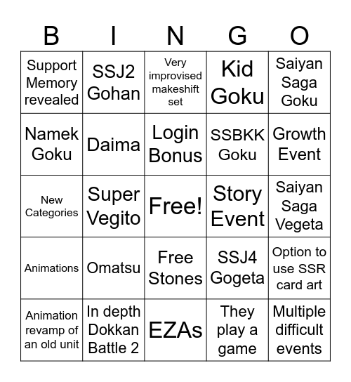 Dokkan Bingo Card