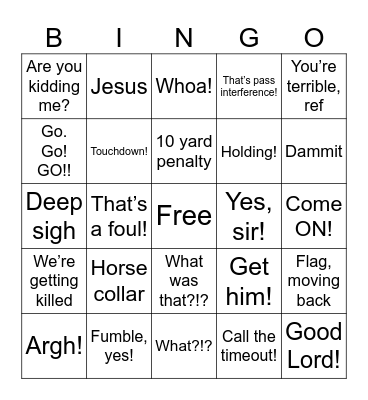 Football with Jason Bingo Card