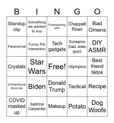 GOOBYE TIKTOK BINGO Card