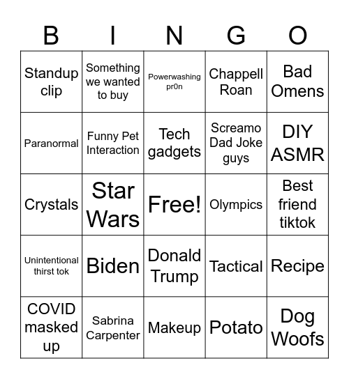 GOOBYE TIKTOK BINGO Card