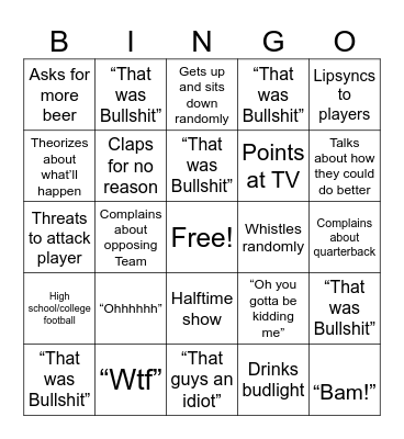 Football Bingo Card