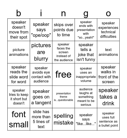 m2 bday presentations bingo 2025 Bingo Card