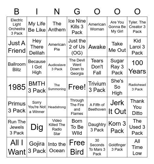 Festival Predictions 2 Bingo Card