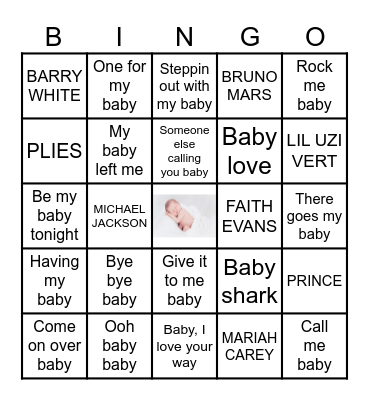 Baby Song BINGO Card