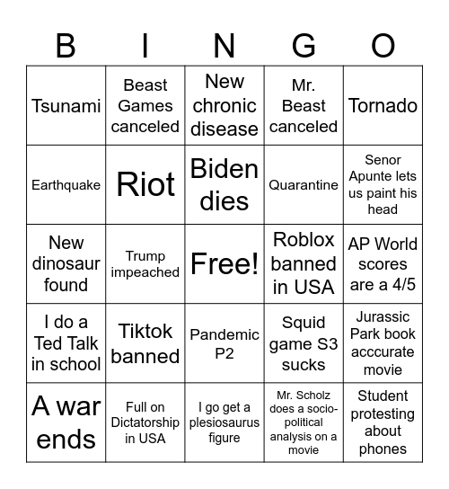 2025 Bingo Card