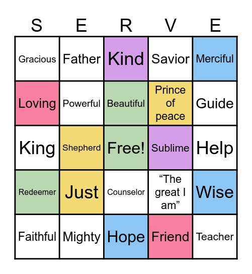 God’s Messenger Bingo Card