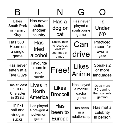 Bingo Thing Idk Bingo Card