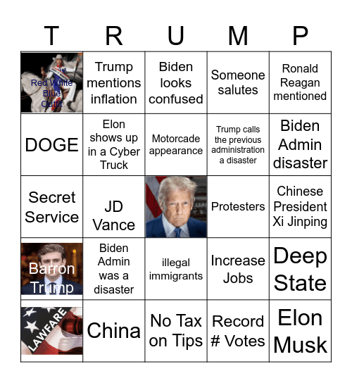 Inauguration Bingo Card
