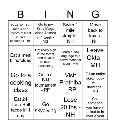 Brian Bingo Card