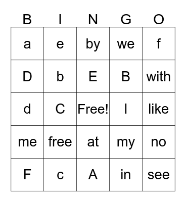 Alphabet Bingo Card
