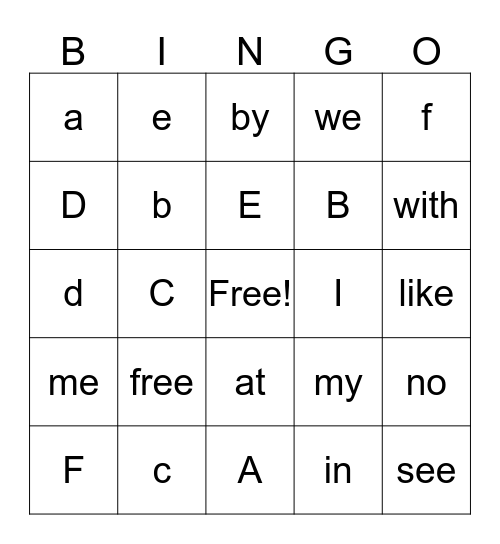 Alphabet Bingo Card