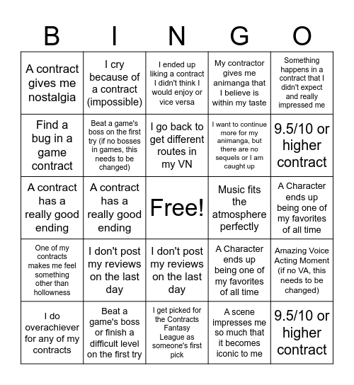 Anicord Contracts Winter 2025 Bingo Card