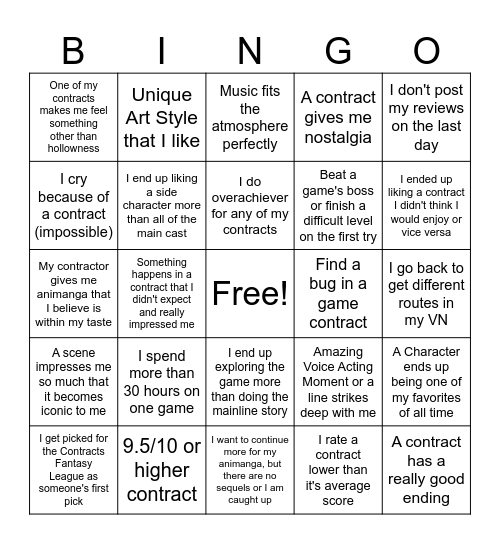 Anicord Contracts Winter 2025 Bingo Card
