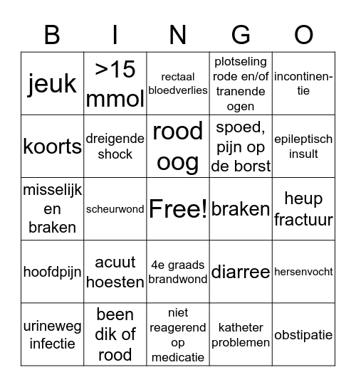 thuiszorg triage Bingo Card