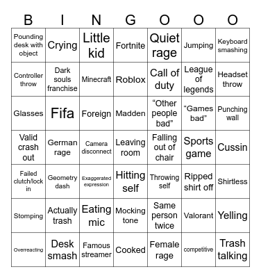 Ultimate Rage bingo Card