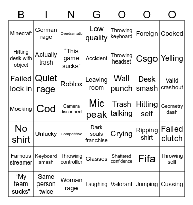 The ultimate rage bingo Card