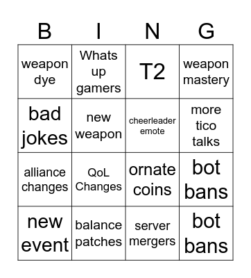Mentions For Tico Talks Bingo Card