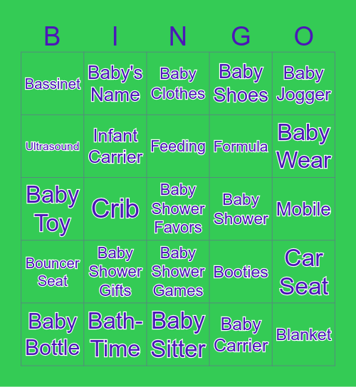 ROYAL BABY SHOWER BINGO Card