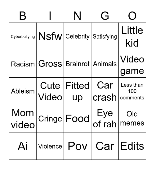 Reels Bingo Card