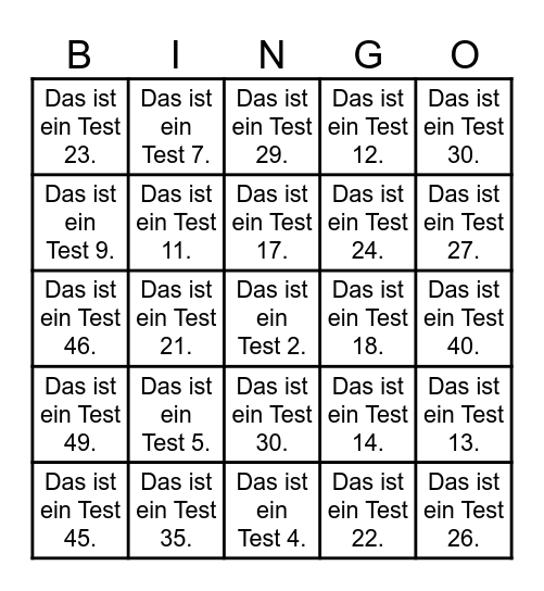 Bingo Titel hier Bingo Card