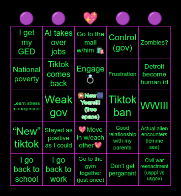 My 2025 Bingo Card