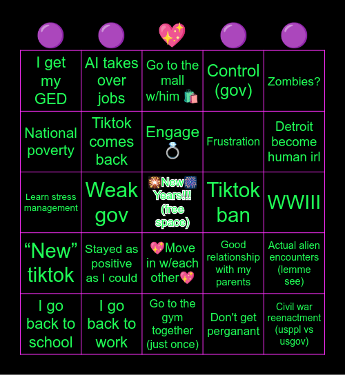 My 2025 Bingo Card
