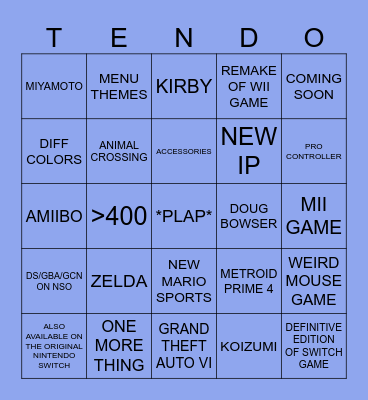 SWITCH 2 BINGO Card