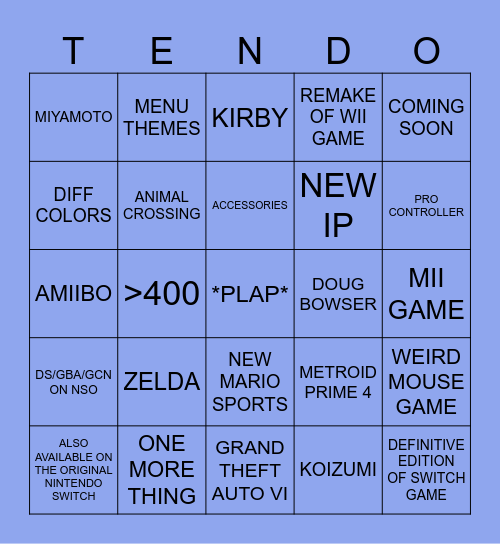 SWITCH 2 BINGO Card