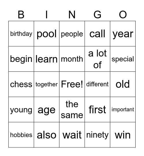 bingo hey 18-19 22-23 English Bingo Card