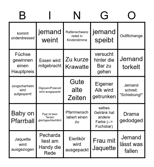 Pfarrball 2025 Bingo Card