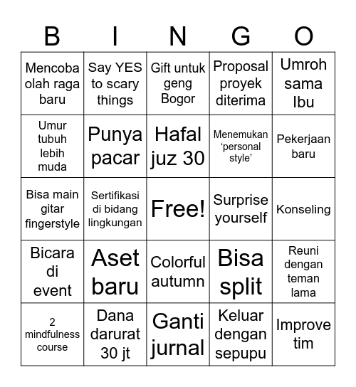 2025 Bingo Card