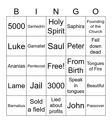 Acts 4/5 Bingo Card