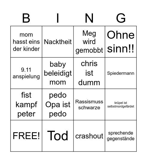Eren Stinkt Bingo Card