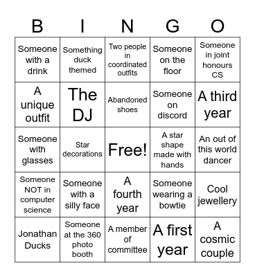 CS Ball 2025 Bingo Card